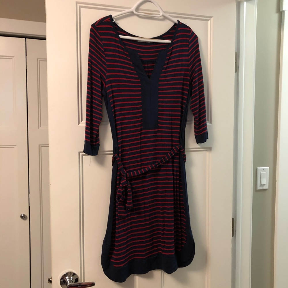 Navy and Red Striped Dress